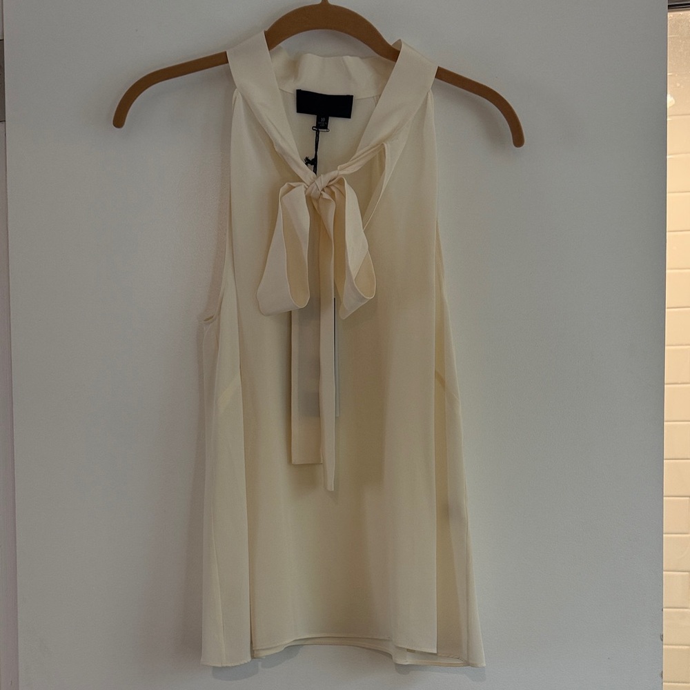 Nili Lotan Cream Tie-Neck Blouse